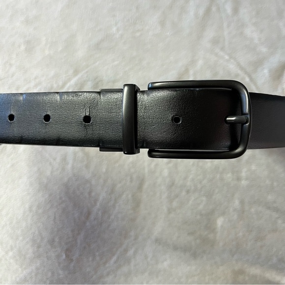 Perry Ellis Black & Brown Reversible Bonded Leather Unisex Belt - Picture 2 of 11